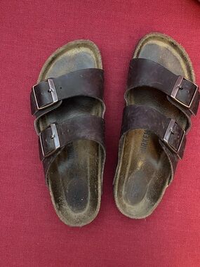 Birkenstock Arizona Double Strap Sandals in Dark Brown Leather